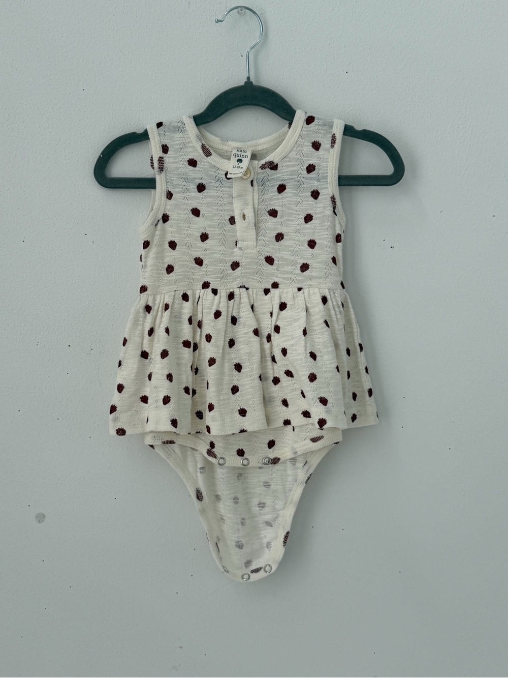 kate quinn Cream Sleeveless Polka Dot Peplum Bodysuit with Burgundy Dots